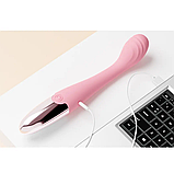 Рожевий вібратор для стимуляції точки G, Вагінальний стимулятор, Вібратор із вигнутою головкою, Інтимні іграшк, фото 3