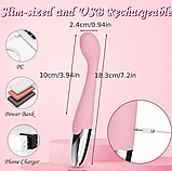 Рожевий вібратор для стимуляції точки G, Вагінальний стимулятор, Вібратор із вигнутою головкою, Інтимні іграшк, фото 5