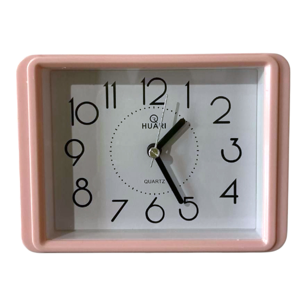 Будильник No8083 прямокутний 13,5*10*4 см персиковий, Аналоговий будильник з дзвінком
