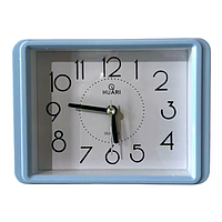 Будильник No8083 прямокутний 13,5*10*4 см блакитний, Аналоговий будильник з дзвінком