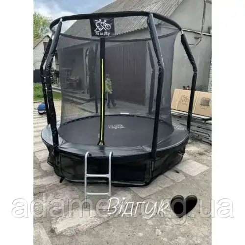 Батут Fit To Sky 183 см із внутрішньою сіткою та драбинкою чорний — 100 кг.