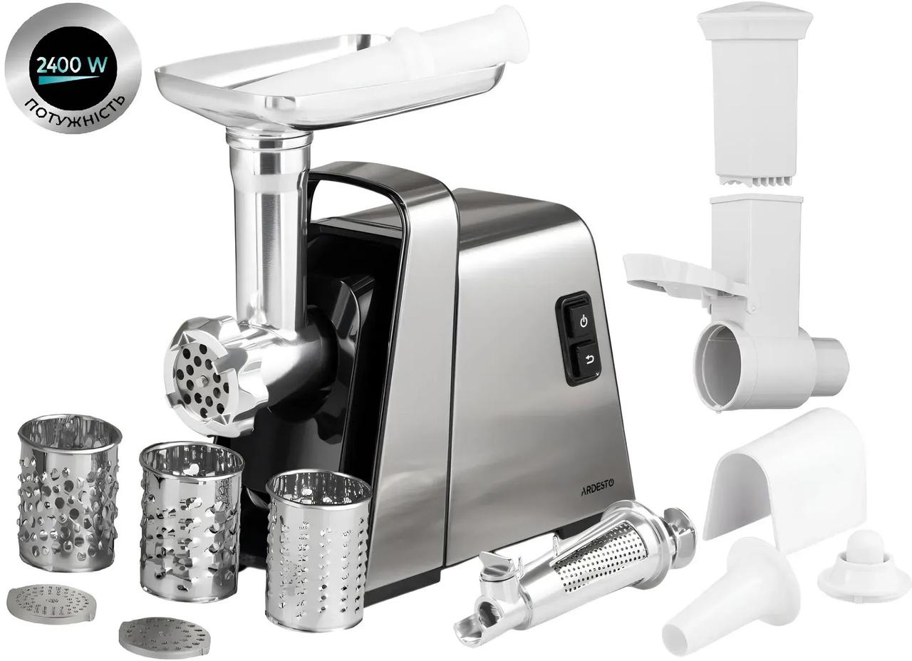 М'ясорубка потужна Ardesto MGK-2400 (2400 Вт, 2.2 кг/хв, + шаткування + ковбаси + кокбе)