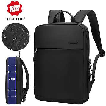 Рюкзак для ноутбука 15.6 водонепроникний міський зручний тонкий практичний Tigernu розширений з 9,5-17,5 л