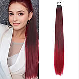 Штучний хвіст рівний шинйон на резинці Бургундія - 70 см, фото 4