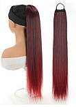 Штучний хвіст рівний шинйон на резинці Бургундія - 70 см, фото 2
