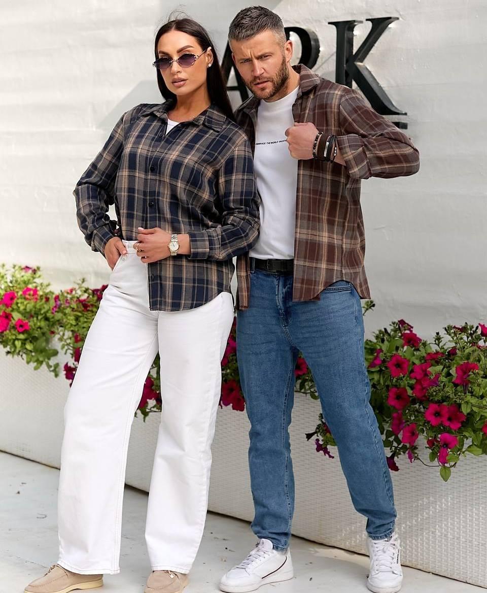 Сорочка унісекс фланелева в клітину 9298, фото 1