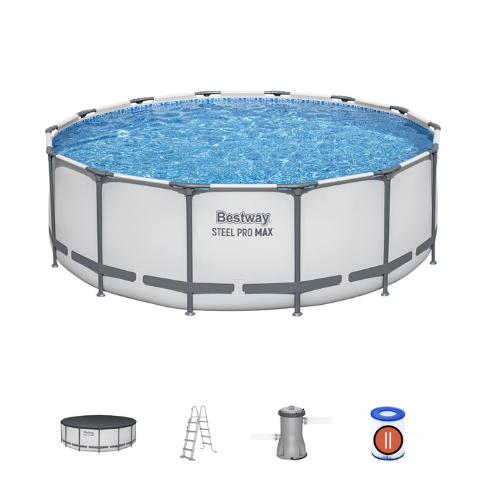 Каркасний басейн Bestway 5612X, 427 × 122 см — із насосом, тентом і драбинкою