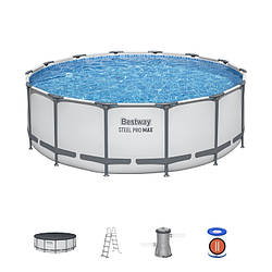 Каркасний басейн Bestway 5612X, 427 × 122 см — із насосом, тентом і драбинкою