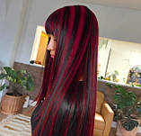 Накладні пасма на шпильках-кліпсах для волосся 55,8 см 5 шт Бургундія, фото 4
