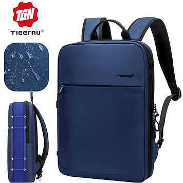Рюкзак із відділенням для ноутбука 15.6 водонепроникний тонкий синій відмінна якість Tigernu 9,5-17,5L