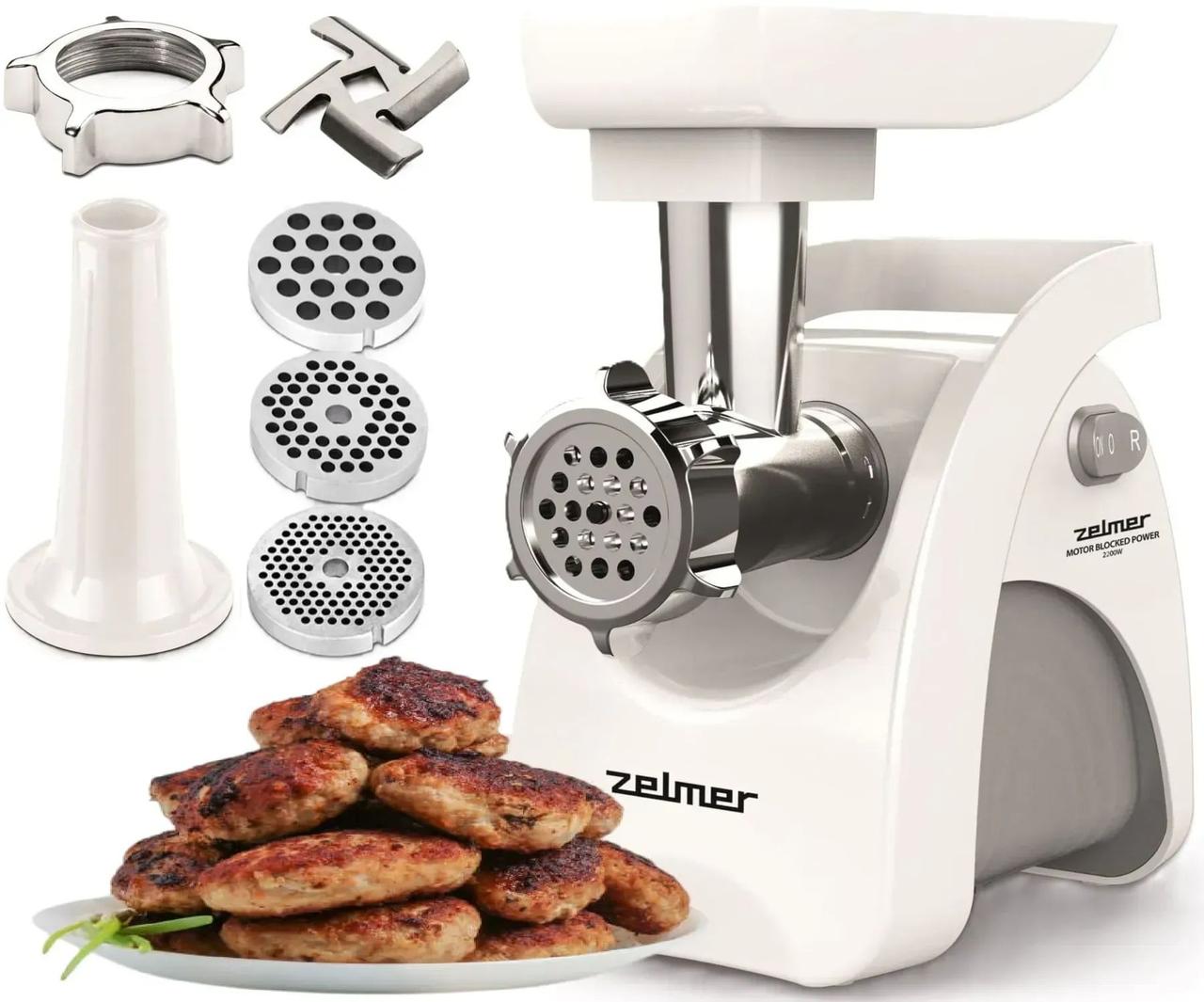 М'ясорубка потужна Zelmer ZMM9801B (2200 Вт, 3.0 кг/хв + ковбаси)