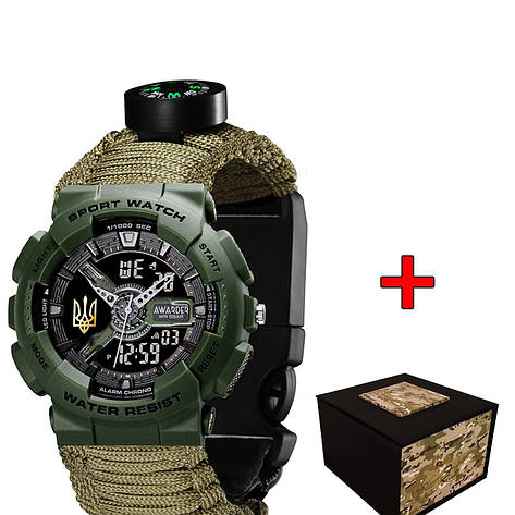 Awarder 005P Тризуб золото Army Green Паракордовий ремінець Army Green + Коробка., фото 1