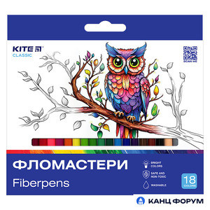 Фломастери Kite Classic, набір 18 шт., фото 1