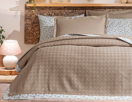 Комплект постільної білизни CK JAKAR BIYELI KAHVE капучіно, євро+ OZDILEK