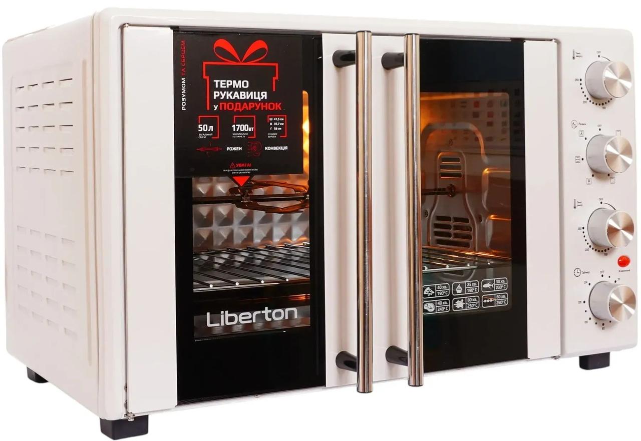 Електрична піч Liberton LEO-500 White (50 л, + гриль + конвекція + рожен)