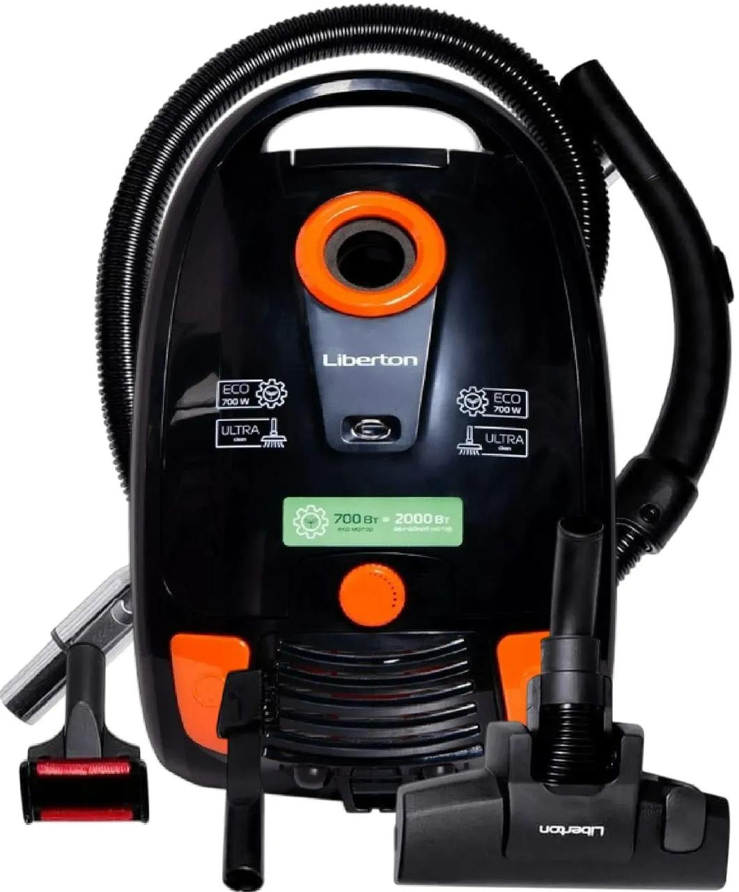 Пилосос з мішком для сухого прибирання Liberton LVC-0701B ECO Black