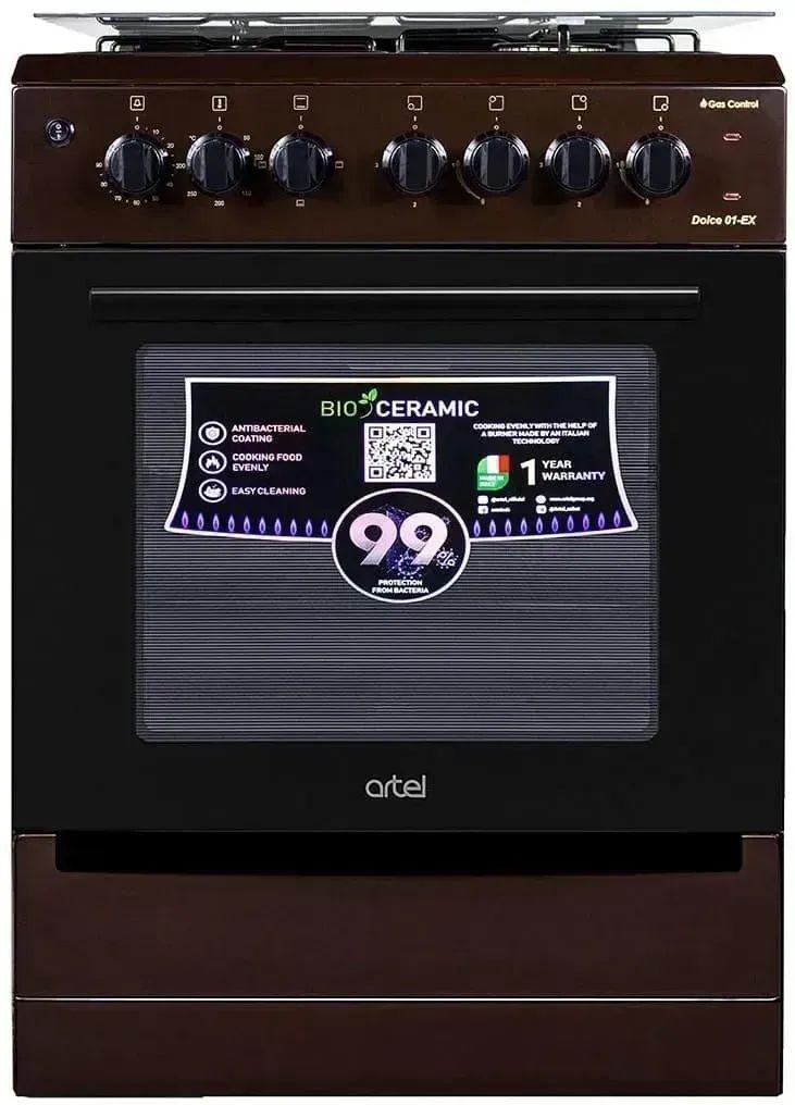 Плита комбінована Artel DOLCE 01-EX Brown (поверхня 2 газові та 2 електричні конфорки, духовка