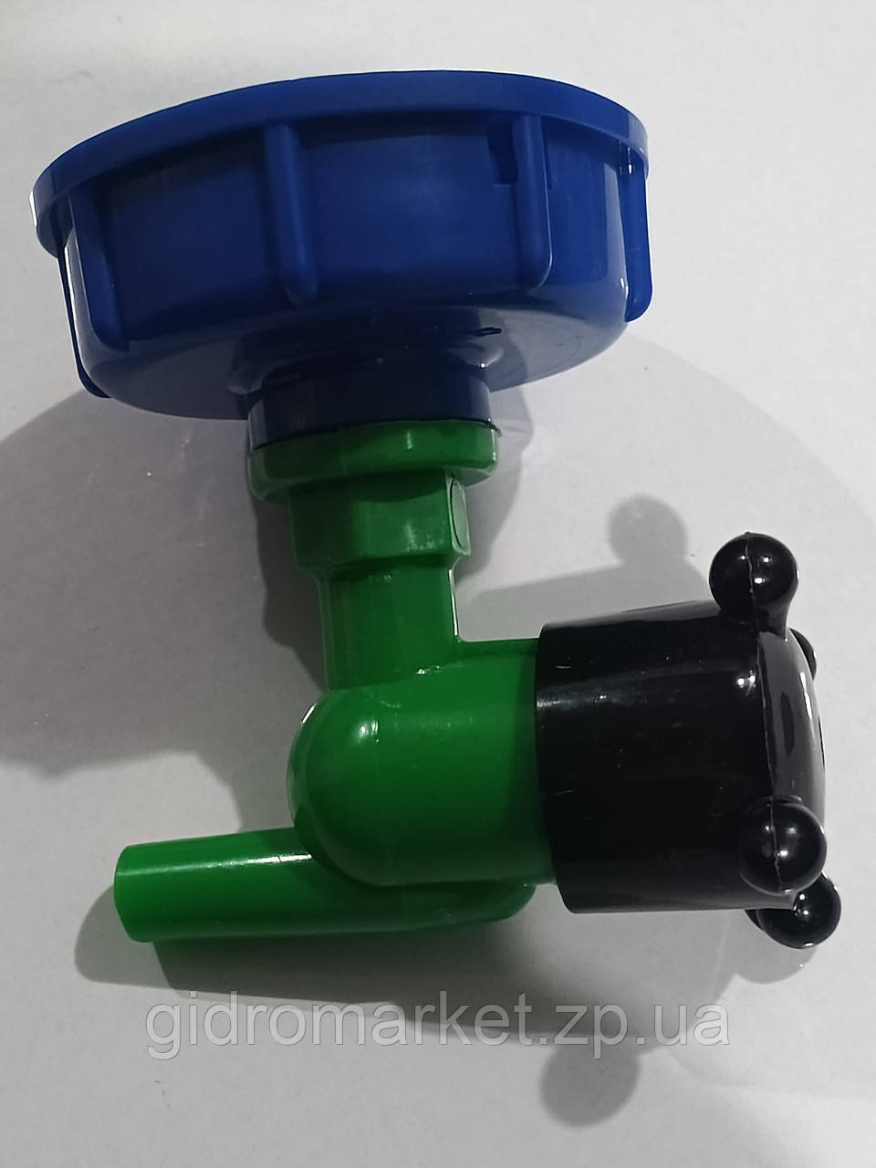 Перехідник із краном для єврокуба D-60 мм, на різь 15 мм (1/2" дюйма), перехідник на кран єврокуба, фото 1