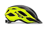 Велошолом MET Crossover CE Fluo Yellow Gray XL (60-64) - захисний шолом для велосипеда з мигалкою та знімним козирком, фото 2