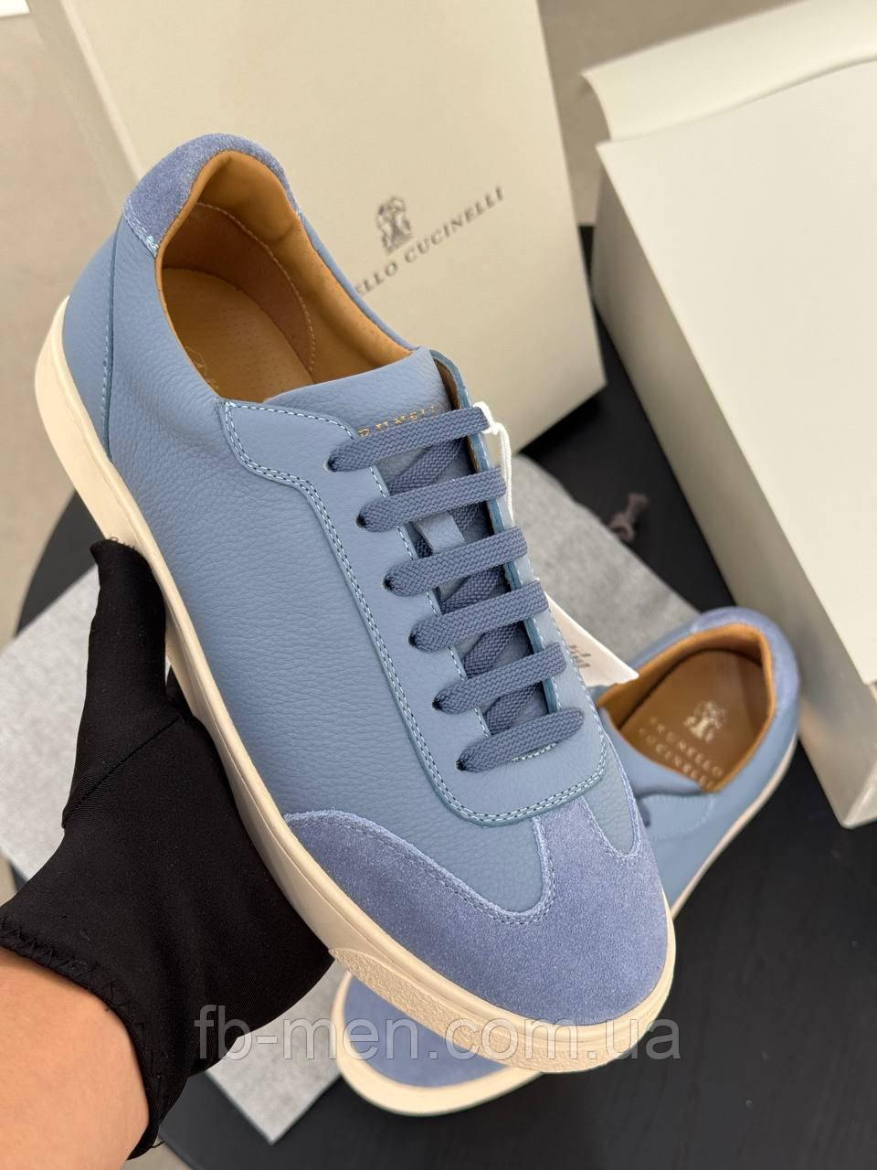 Чоловічі кросівки натуральна шкіра світло-сині Light Blue