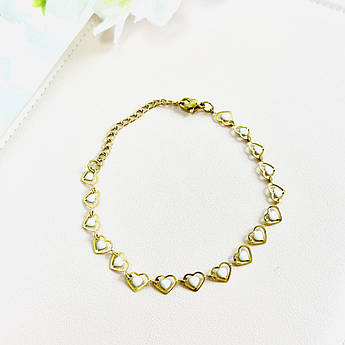 Браслет на руку Сердечки Біжутерія з медичного золота Гіпоалергенні прикраси