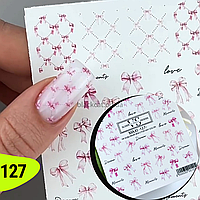 Слайдер дизайн для декору нігтів банти, рожеві бантики, з рожевими бантиками VS-nails №127