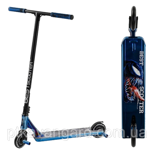 Самокат трюковий для підлітка Venom Best Scooter Синій колеса 120 мм Пегі HIC-система  алюм литий диск, фото 1