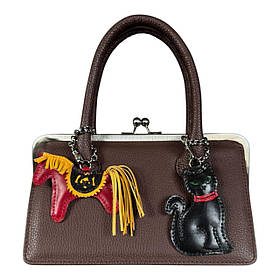 Сумка жіноча шкіряна Silver Taurus 7858 з шармами.