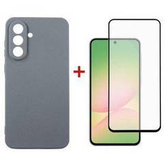 Чохол-накладка Dengos Carbon для Samsung Galaxy A56 SM-A566 Grey (DG-KM-138) + захисне скло