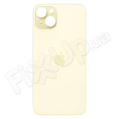 Задня кришка для iPhone 15 Plus, колір жовтий, з великим отвором під камеру