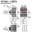 Вимикач-роз'єднувач OT100F3 3P 100А розривний (1-0) на DIN-рейку з рукояткою, ABB, фото 4