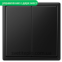 LS990 Вимикач 2кл прохідний чорний матовий