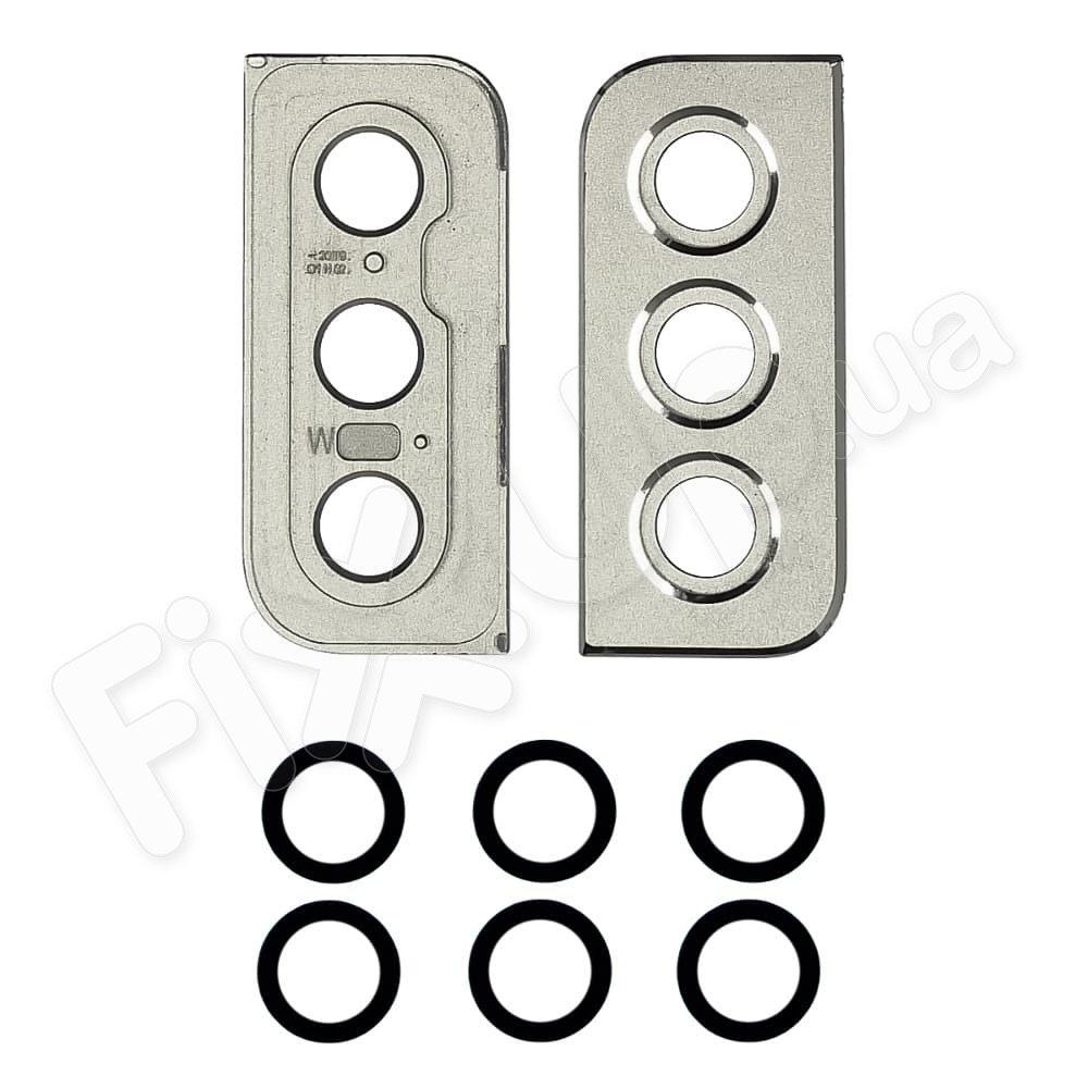 Скло камери для Samsung G991 Galaxy S21 2021, з рамкою, колір срібло, 3 шт.