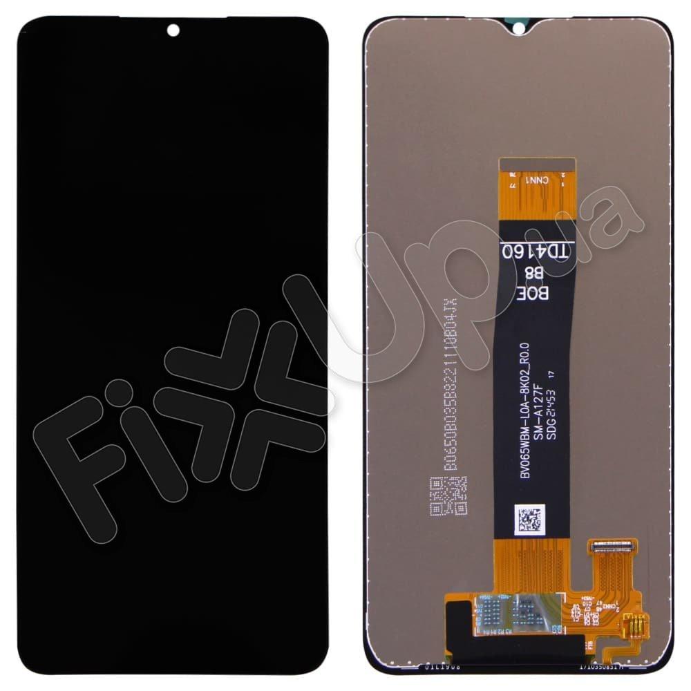 Дисплей для Samsung A127F Galaxy A12s, з тачскрином у зборі, колір чорний, оригінал із заміненим склом