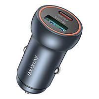 Автомобільний Зарядний Пристрій Borofone BZ32A mini 1USB/1USB-C QC/PD30W (Сiрий)