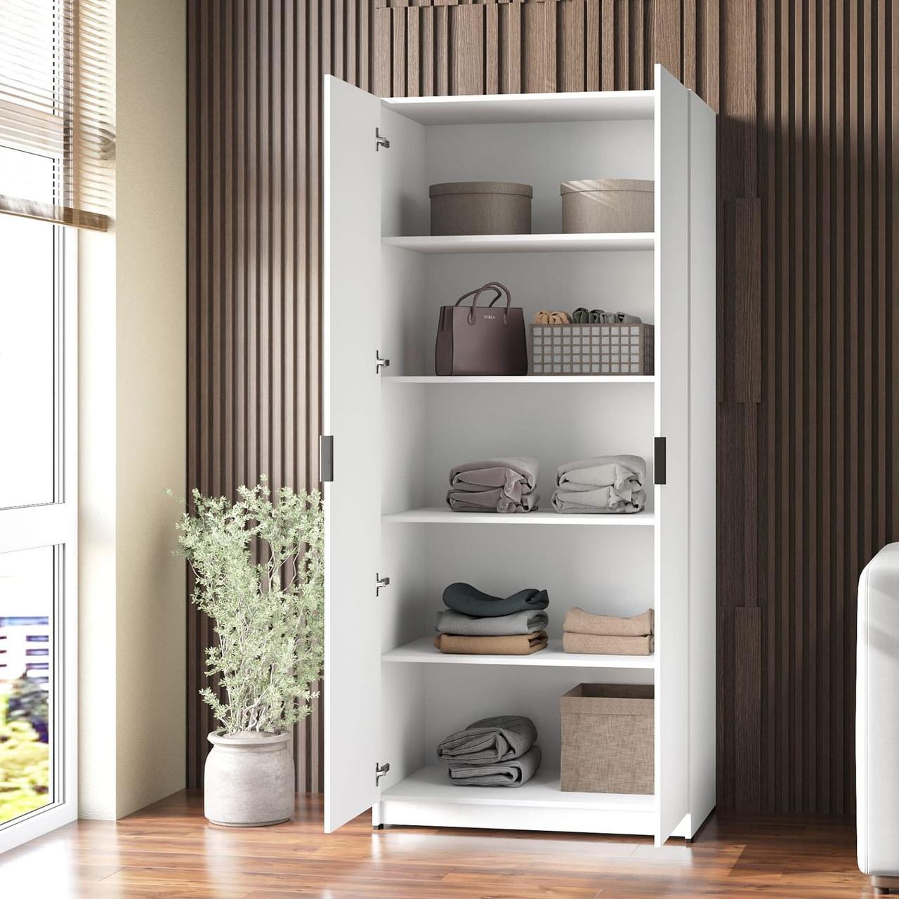 Універсальна підлогова закрита шафа для одягу двостулкова з ЛДСП Шафи розпашні сучасні, фото 1