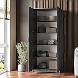 Універсальна підлогова закрита шафа для одягу двостулкова з ЛДСП Шафи розпашні сучасні, фото 4