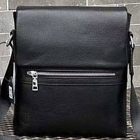 Чоловіча шкіряна сумка месенджер на плече шкіряна сумка барсетка Tiding Bag 53694 чорна, фото 6