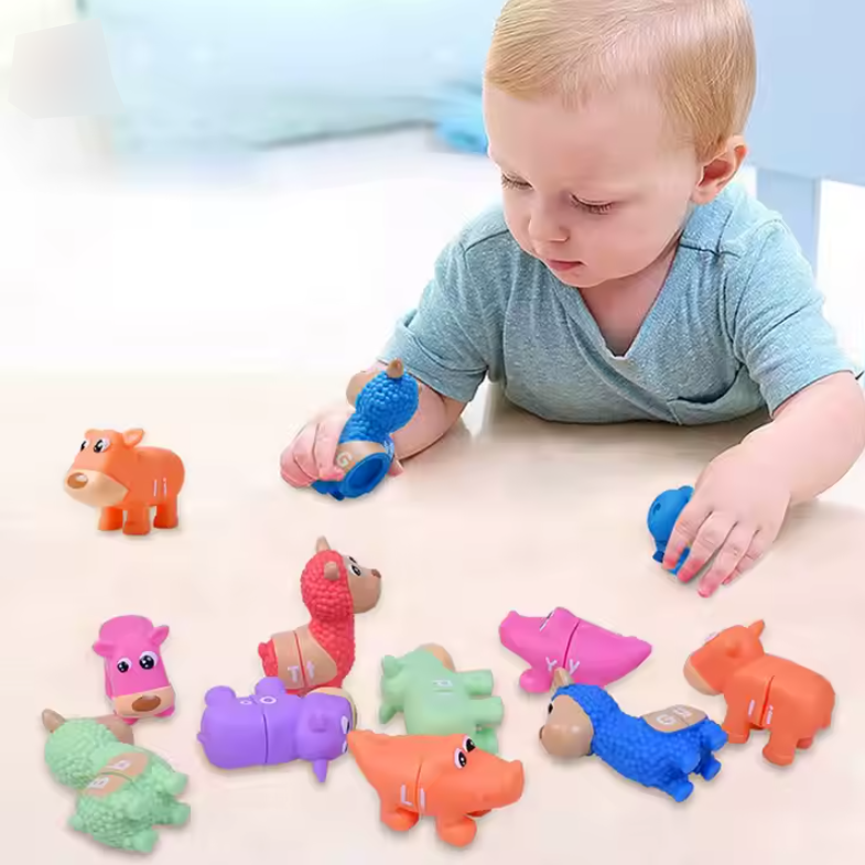 Великий набір гумових фігурок Дитяча розвивальна іграшка для вивчення англійської мови 13 тварин сортер, фото 1