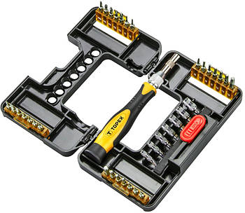 Біти TOPEX, набір 68шт, бітотримач, 1/4", прецизійні, CrV