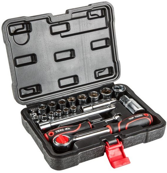 Набір інструментів Top Tools, набір торцевих головок 1/4", 3/8", 20шт, фото 1