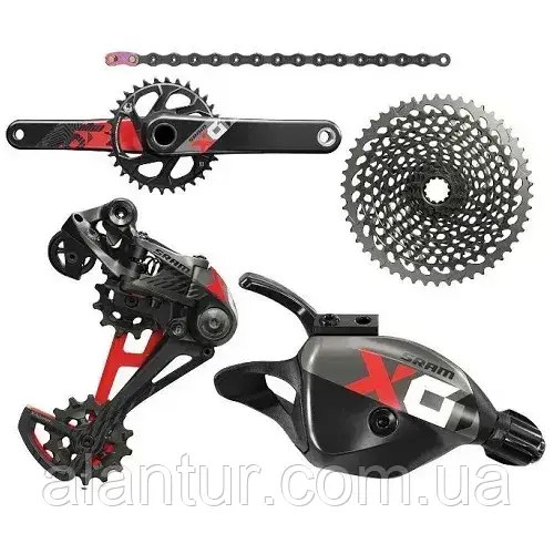 Групсет SRAM X01 Eagle DUB 12s 175 мм, 32t, червоний - високоякісний велосипедний набір