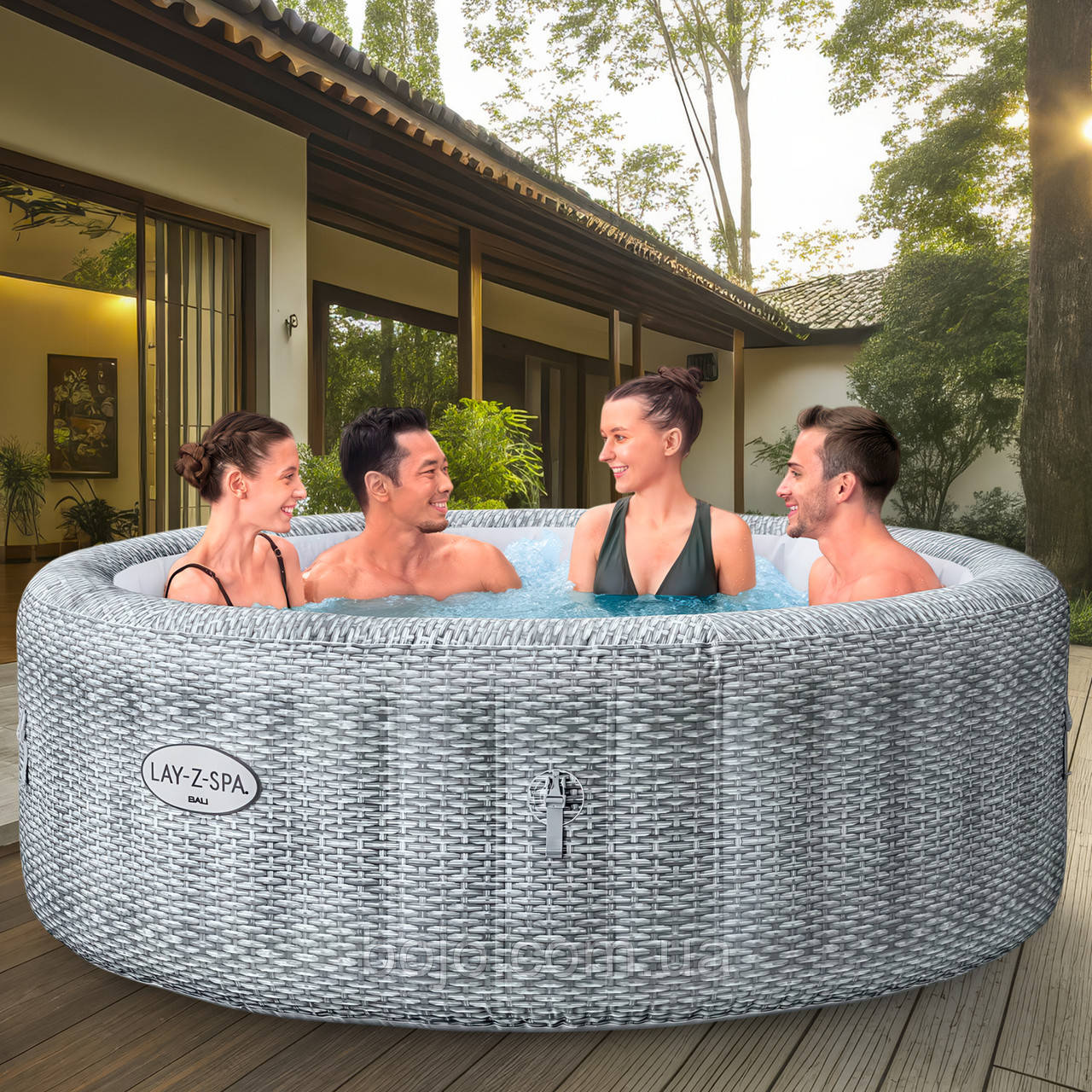 Надувне джакузі-СПА аеромасаж 6 місць, фільтр-насос Lay-Z-Spa Bali, Bestway 6001N, 196 х 71 см 980 л