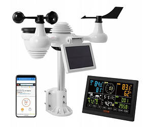 Метеостанція із сонячною панеллю Vevor YT60234 WIFI з виносним датчиком 7в1 до 150 м