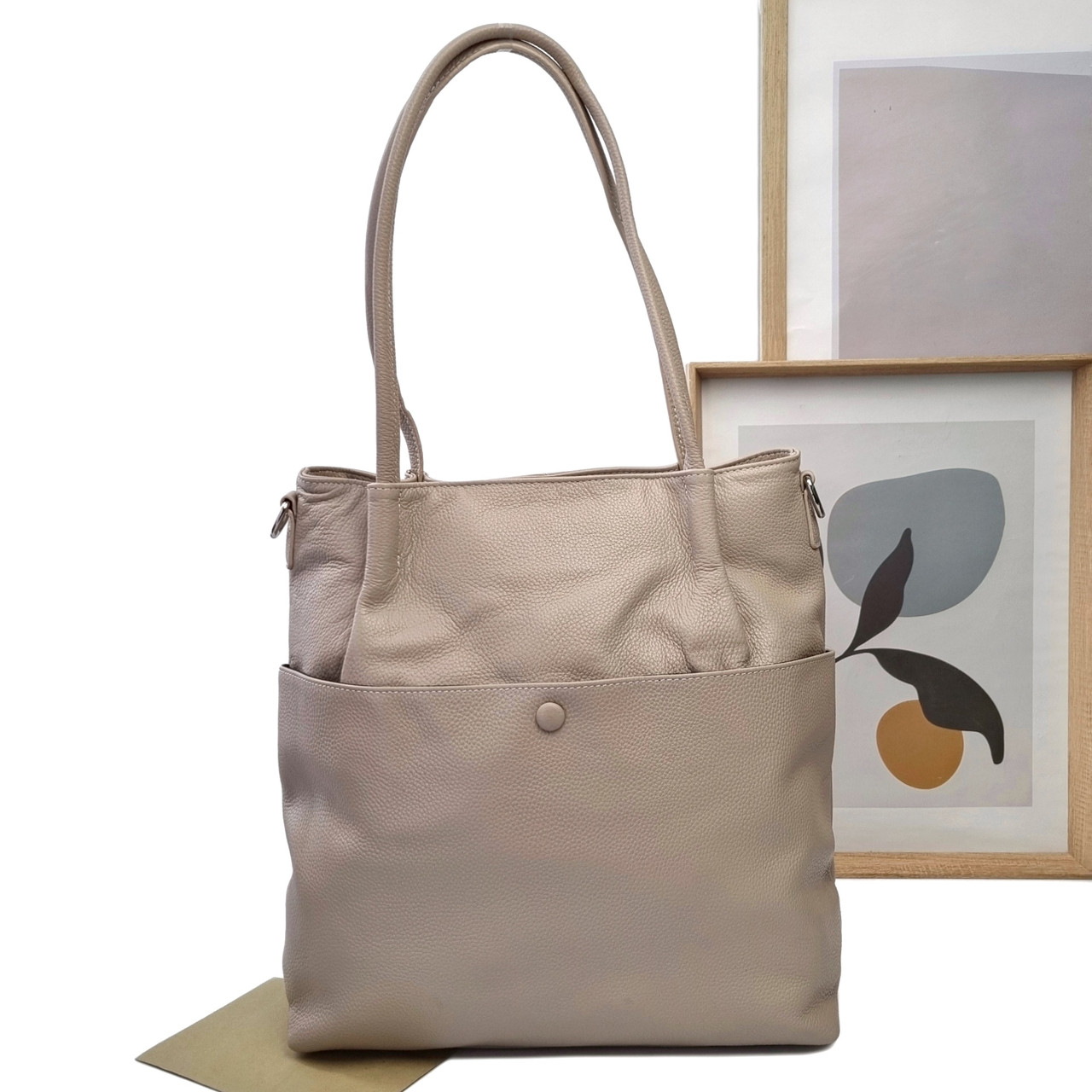 Модна сумка шопер натуральна шкіра cветло-бежевий Арт.8509 l.beige VIVAVERBA Україна — (54)