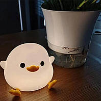 Светильник ночник силиконовый Сидячья утка мини со встроенным аккумулятором, 3 режима свечения и таймер