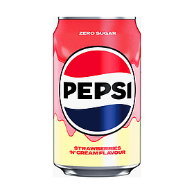 Напій Pepsi зі смаком полуниці та вершків без цукру 330мл