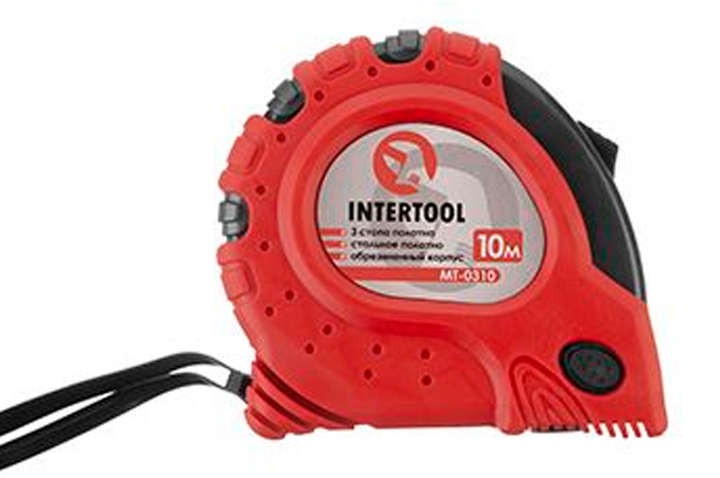 Рулетка 10м*25мм, супер-магніт (MT-0310), INTERTOOL, Арт.63311