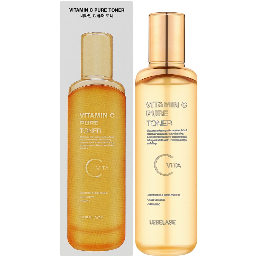 Тонер для сяяння шкіри обличчя з вітамінами Lebelage Vitamin C Pure Toner 120 мл, фото 1