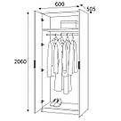 Шафа двостулкова з полицями та штангою розпашна з ламінованого ДСП Практичні шафи для передпокою, фото 8